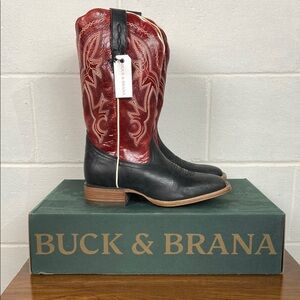 NIB Buck & Brana‎ Women's Fedra Authentic Leather Cowgirl Boots Size 8.5 Black